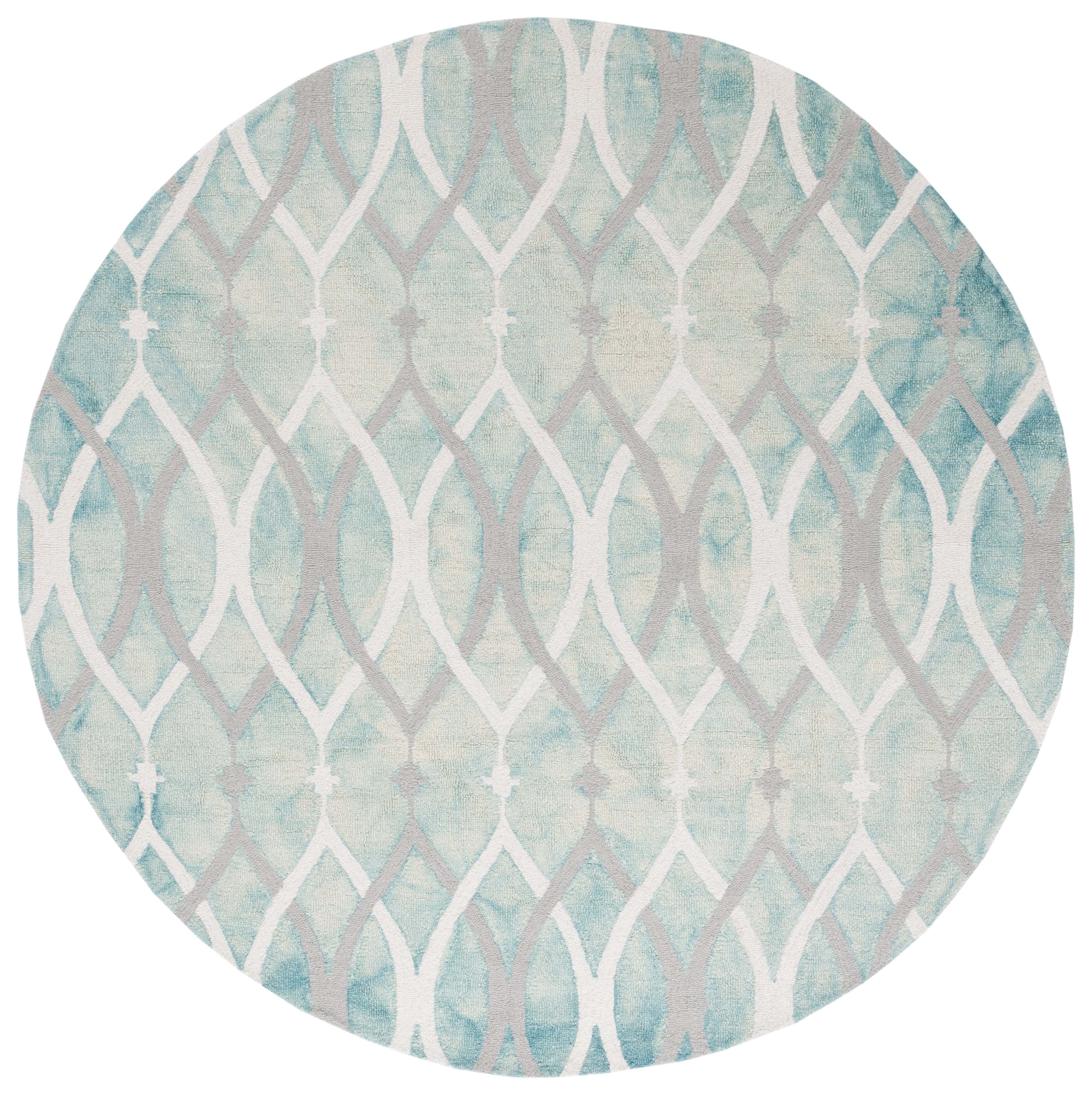 Safavieh Dip Dye Britton Distressed Wool Area Rug, Green/Ivory Gray, 5' x 5' Round