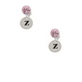 thumbnail image 2 of Delight Jewelry Silvertone Disc 1/2'' Initial - z - Pink Crystal Clip on Earrings, 2 of 5