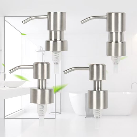 Vruelia 4Pcs Soap Dispenser Pump Replacement Stainless Steel Lotion Dispenser Pump for Regular 28/400 Neck Bottles for Bathroom