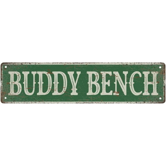 Street Sign Buddy Bench Vintage Sign Retro Tin Signs Aluminum Metal Sign For Bedroom Kitchen Garden Wall Bab Club Coffee Hanging Sign Home Decor 4X16 Inch