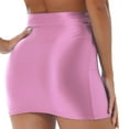 thumbnail image 3 of iiniim Women's Glossy Solid Color Y2K Mesh Bodycon Hip Short Mini Skirts Pink XL, 3 of 7