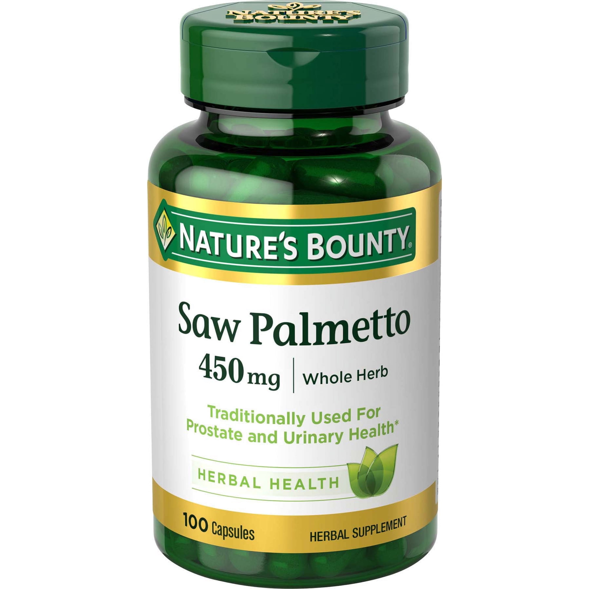 Nature's Bounty Saw Palmetto 450mg Promote Prostate & Urinary Health, Green 100 Ct