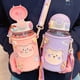 thumbnail image 5 of Botella de agua Kawaii para niñas, lindas botellas de agua con pajita, botella de agua portátil a prueba de fugas con oso Kawaii con correa y funda ajustables, para la escuela, 5 of 5