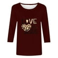 thumbnail image 5 of HOMBOM 3/4 Sleeve Womens Easter Shirts 2024 Wine Casual Tops Crew Neck LOVE LIKE JESUS Cute Tops For Women Y2k M, 5 of 5