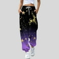thumbnail image 2 of Dexiang Womens Christmas Printed Plus Size Sweatpants,Causal Drawstrings Black Lounge Pants,Comfy Joggers for Women with Pockets Purple2 L, 2 of 4