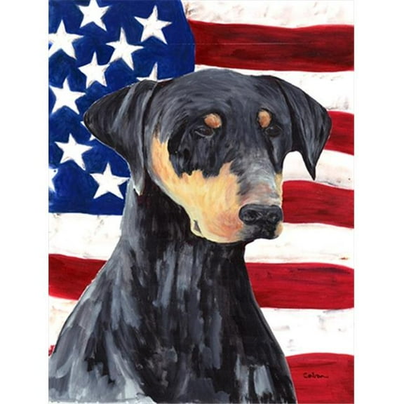 11 x 15 in. Usa American Flag With Doberman Flag Garden Size