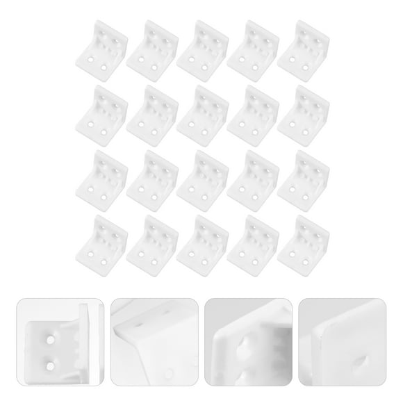 SHOWERORO 20pcs Plastic L Bracket for Shelves Corner Brace Support for Bookshelf Installation
