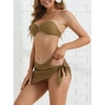 thumbnail image 2 of DARING DIVA Women's O Ring Bandeau Ribbed Bikini Set Medium Coffee, 2 of 6