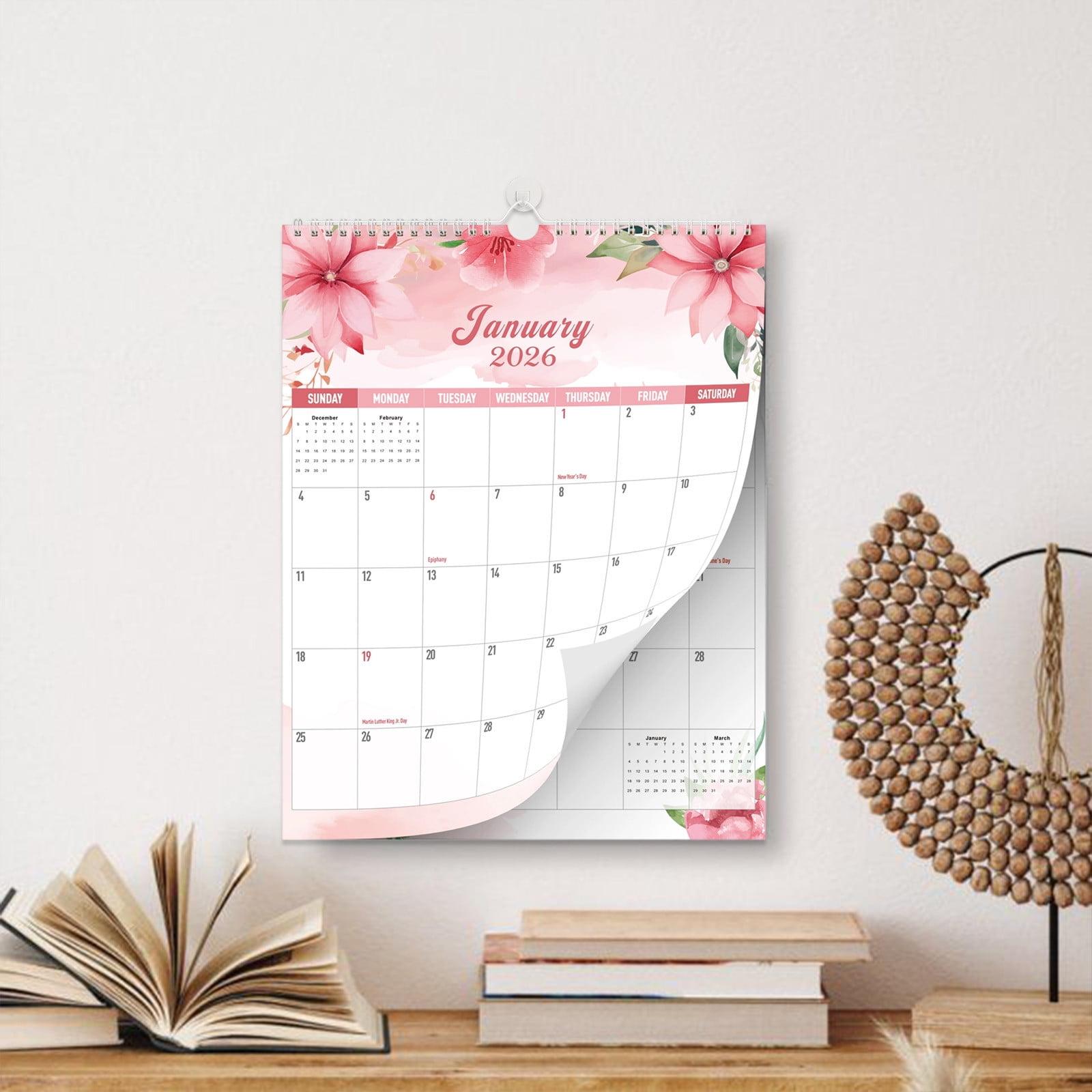 Wall Calendar 2026-2027 Yearly Planner Large Print Monthly Organizer Federal Holidays Included Wall Planning Calendar for Home Office School Family Schedule Time Management Productivity Organizer