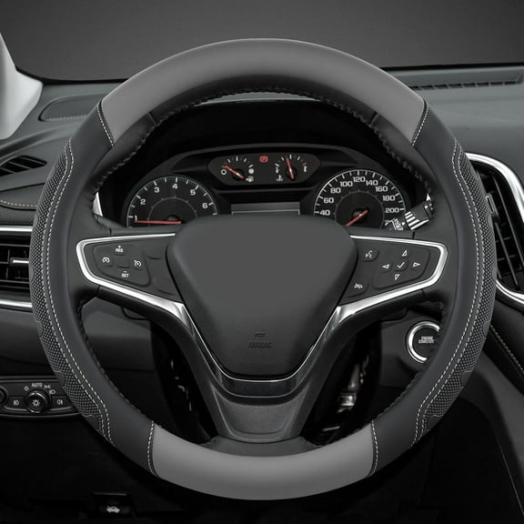 JINYUN-Car Steering Wheel Cover Customized for Chevy, Black and Gray