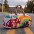thumbnail image 3 of Quilted Hippie Van Duffle Bag with Adjustable Padded Strap - Hippie Van Inspired Bohemian Weekender with Adjustable Crossbody Strap, Construction for Gym Yoga Dance and Overnight Stays,F, 3 of 7