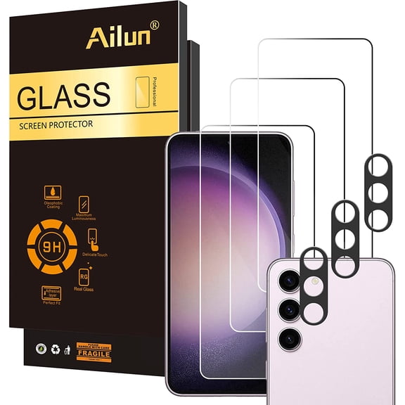 Ailun Screen Protector for Galaxy S23 [6.1 Inch] 3Pack   3Pack Camera Lens Tempered Glass Fingerprint Unlock Compatible 0.25mm Ultra Clear Anti-Scratch Case Friendly [Not For S23 Ultra]