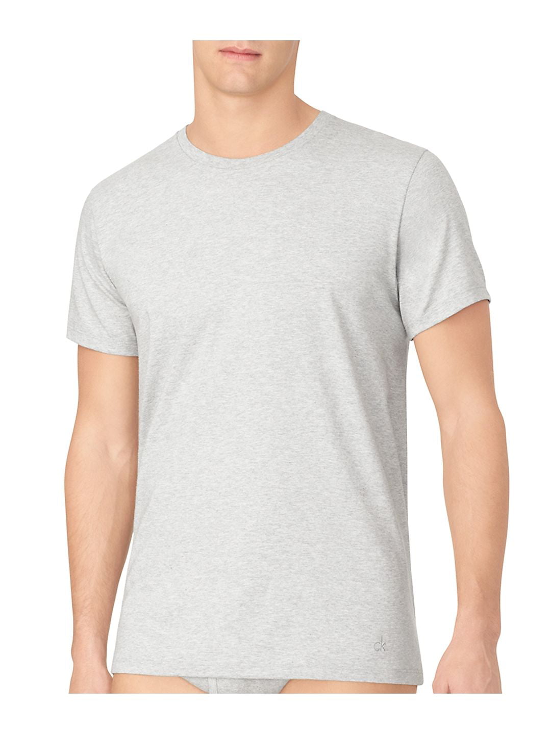 CALVIN KLEIN T Shirt Mens Large L Grey Short Sleeve Basic Casual Cotton Blend 