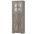 thumbnail image 2 of Homfa 67" Tall Gray Bathroom Storage Cabinet with Glass Doors, Farmhouse Freestanding Cupboard Storage Cabinet for Small Space, 2 of 7