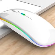 US 1-2 Pack Slim Wireless Bluetooth 2.4Ghz Mouse Dual Mode LED Rechargeable Mice