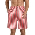 thumbnail image 2 of Uemuo Red And White Stripes Pattern Men's Swim Trunks Hawaiian Beach Bathing Suit Swimsuits Beach Quick-Dry Shorts with Pockets-XX-Large, 2 of 9