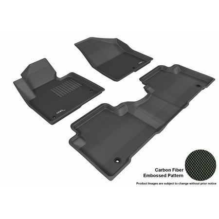 3D MAXpider 2013-2017 Hyundai Santa Fe Sport Front & Second Row Set All Weather Floor Liners in Black with Carbon Fiber