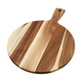 thumbnail image 1 of MYG 16 Inch Acacia Wood Round Cutting Board with Handle, Reversible Pizza Tray for Serving, Cutting Vegetables, Bread, Cheese, and Meats, Multipurpose Kitchen Tool, Easy to Clean and Hang, 1 of 10