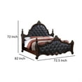 thumbnail image 7 of Moni Queen Bed, Black Button Tufted Classical Upholstery, Cherry Brown Wood, 7 of 7