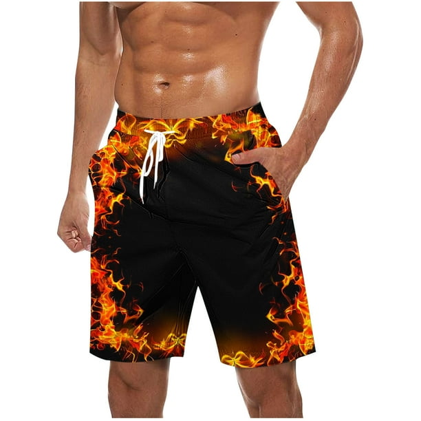 Pantalones Cortos Casuales para Hombre Imprimir con Bolsillos Pantalones de Playa de Cintura Elástica, Pantalones Cortos de Cintura Elástica para Hombre