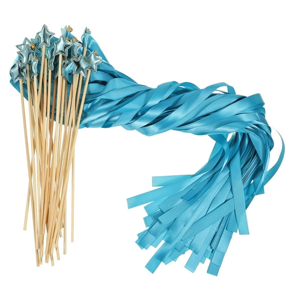 Uxcell Ribbon Fairy Wands Silk Stick Streamer with Bells 24 Pack(Blue)