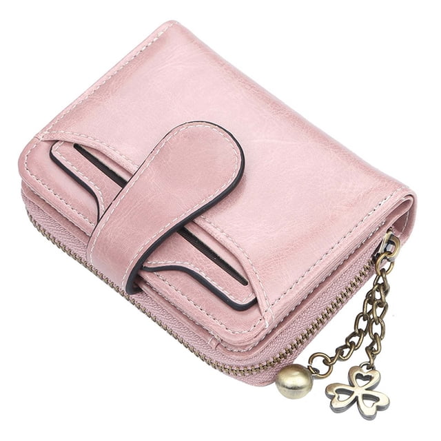 Wallets With Zipper Shaped Metal Buckle Heart Shaped Chain Compact And Portable (Brown)