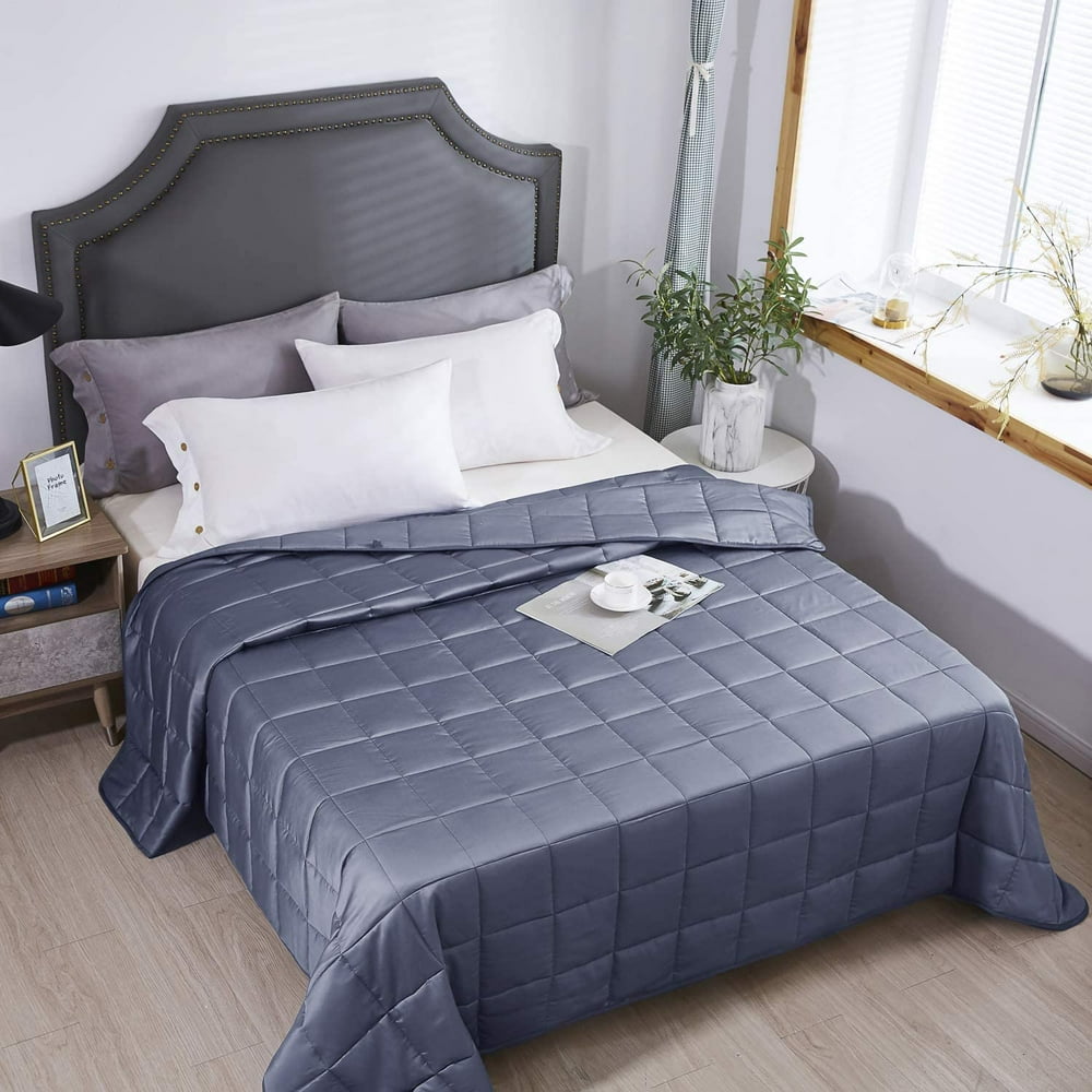 King Size Cooling Weighted Blanket 40lbs 88x104 Bamboo Blue Grey - The