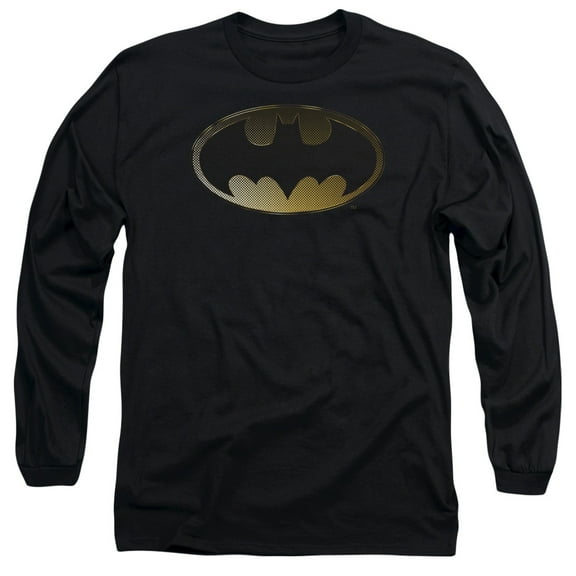 Batman Halftone Bat Long Sleeve Adult 18/1 T-Shirt Black