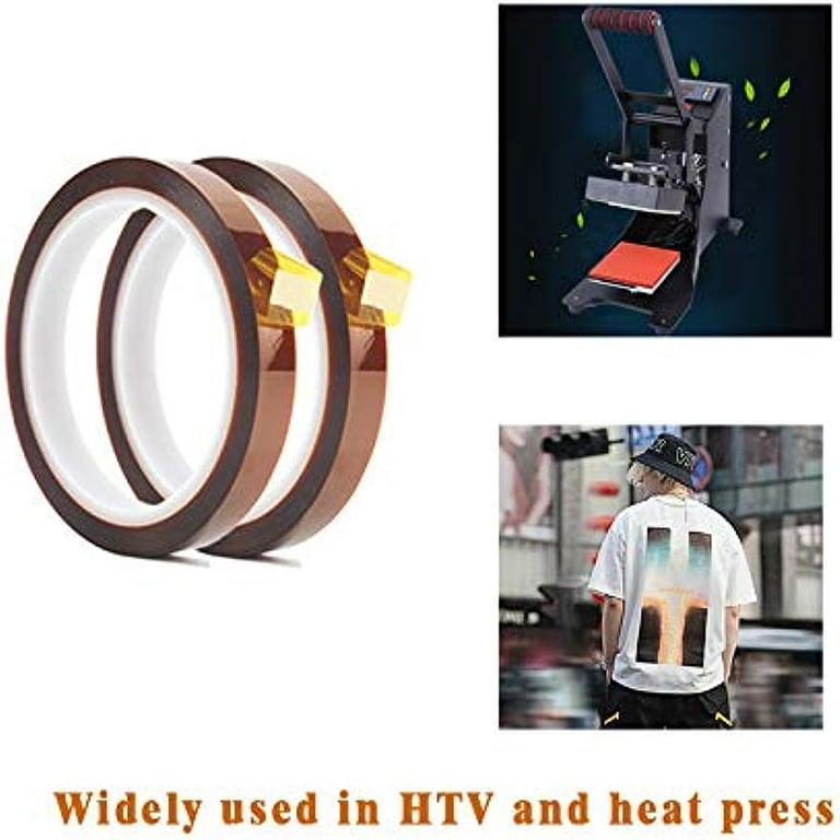 Heat Resistant 0.25IN,0.125IN,0.375IN,0.39IN,0.5IN,0.75IN Heat Press Tape,  Heat Resistant Tape, Heat Transfer Tape, High Temperature Tape Thermal Tape