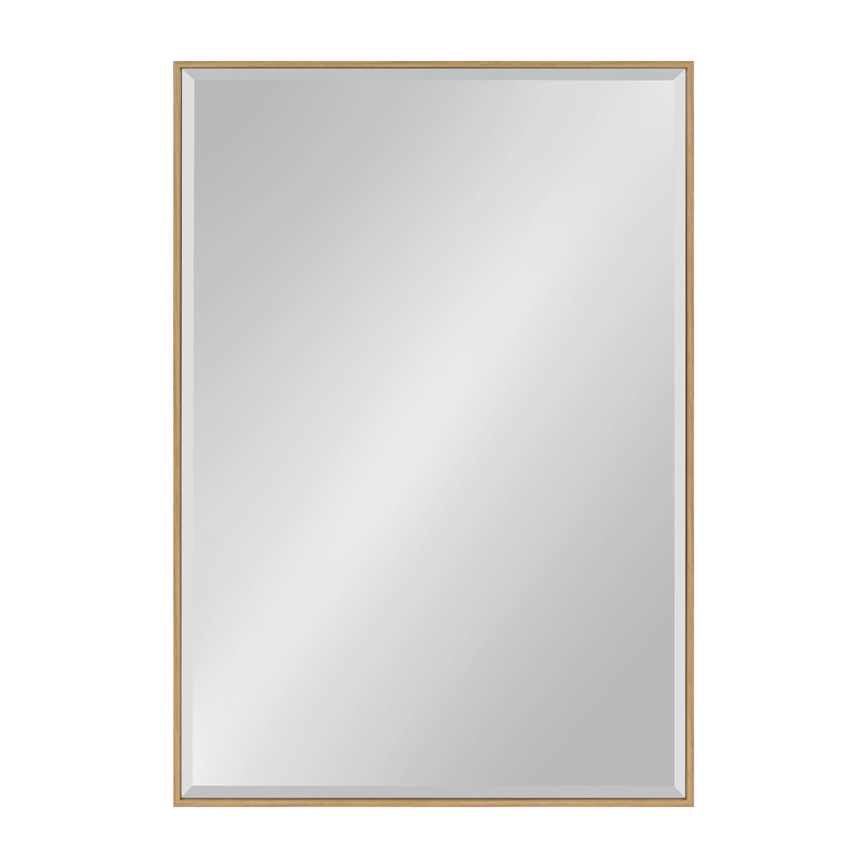 Kate and Laurel Rhodes Large Framed Decorative Rectangle Wall Mirror, 25x37 Natural Teak Finish