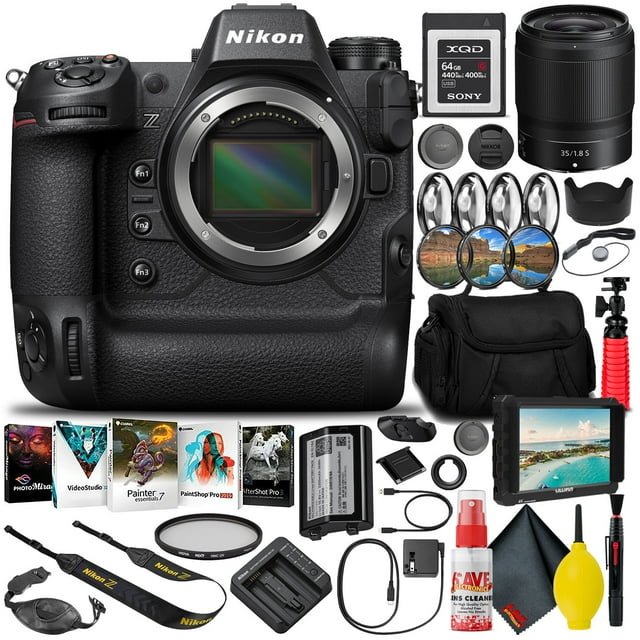 Nikon Z9 Cuerpo de c??mara sin espejo con formato FX (1669) (modelo internacional) + lente de 35 mm f/1.8 S + tarjeta de memoria XQD de 64 GB + monitor HD de 7" + software de edici??n + bolsa para c??mara + kit de filtro profesional + tr??pode de 12" Nikon Nikon Z 9_1669_20081_6A_B2