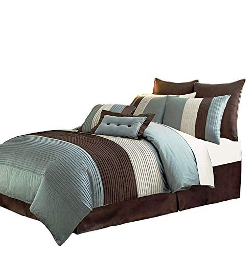 Luxury Stripe Full Size 8 Piece Black Grey And White Bedding Comforter Set Comforters Bedding Sets Bedding