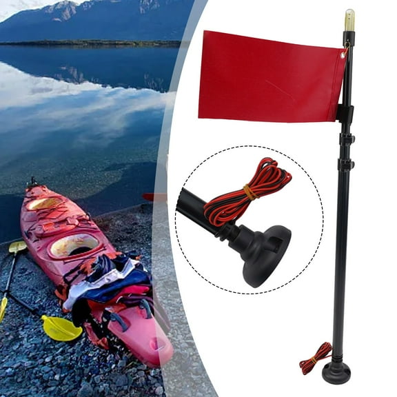 Beisidaer Deluxe Safety Flag With Mount Pole, Light Combo For Kayak Canoe Boat Dinghy