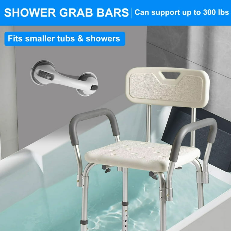 Shower Chair Heavy Duty Shower Chair with Shower Handle Adjustable Heights Portable Shower Chair Seat Bench Anti Slip Shower Bench Bathtub Stool