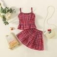 thumbnail image 2 of Utlike Girls 2 Pcs Outfits Set Toddler Summer Sleeveless Fashion Plaid Prints Tops Skirt 2Pcs Outfits Clothes Set Girls Active Playsuit Size 12 Months-18 Months, 2 of 6