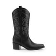 thumbnail image 4 of Women's Cowboy Boots Square Toe Embroidered Western Boots Chunky Heel Mid Calf Cowgirl Fashion Boots, 4 of 5