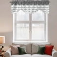 thumbnail image 2 of Grey Chevron Tie Up Valance Curtains for Windows, Kitchen Curtains Window Treatments, Geometric Ocean Abstract Wavy Striped White Short Window Shades Valances for Bedroom Bathroom Cafe 42"x18", 2 of 8