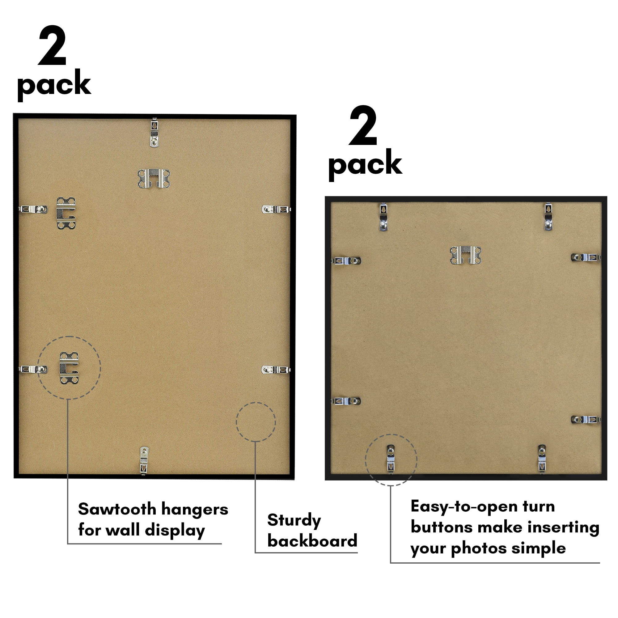 Americanflat Set of 4 Picture Frames Gallery Wall Frame 2 with 14x14 with 4x6 Mats and 2 with 14x18 with 5x7 Mat - Black