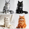 thumbnail image 3 of Cat Building Block Set, 198Pcs 3D Miniature Pet Animal Figurines, Maine Coon Persian Siamese Ragdoll Model Kits for Display, 3 of 7