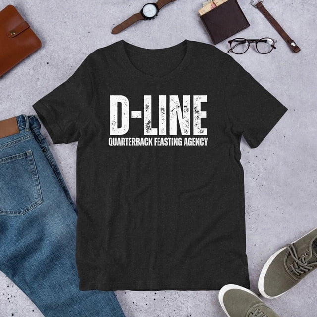 D Line Quarterback Feasting Agency Football Defensive Line Unisex T-Shirt EB515, up to Size 5XL