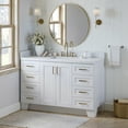 thumbnail image 2 of Ariel Taylor 54 In. Rectangle Sink Bathroom Vanity With Carrara White Quartz Countertop 1.5 Edge In White, 2 of 11