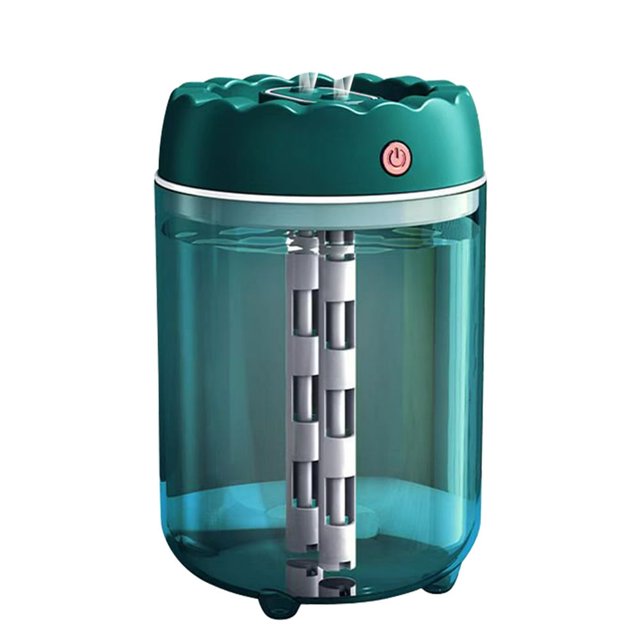 Humidificateur d'Air avec Lumière Colorée Menée 1.8L Commutable Double Buse Humidificateurs de Brume Froide Arrêt Automatique Humidificateur USB Humidificateur Portable Clair Humidificateur de Bureau Silencieux pour Chambre à Coucher Dormir
