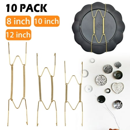 Decorative Wall Plates For Hanging Dish Display Plate Hangers, TSV 10-Pack Wall Plate Spring Hook Holder Hanging Wire for the Wall Home Decoration Accessory 8/10/12Inch ()