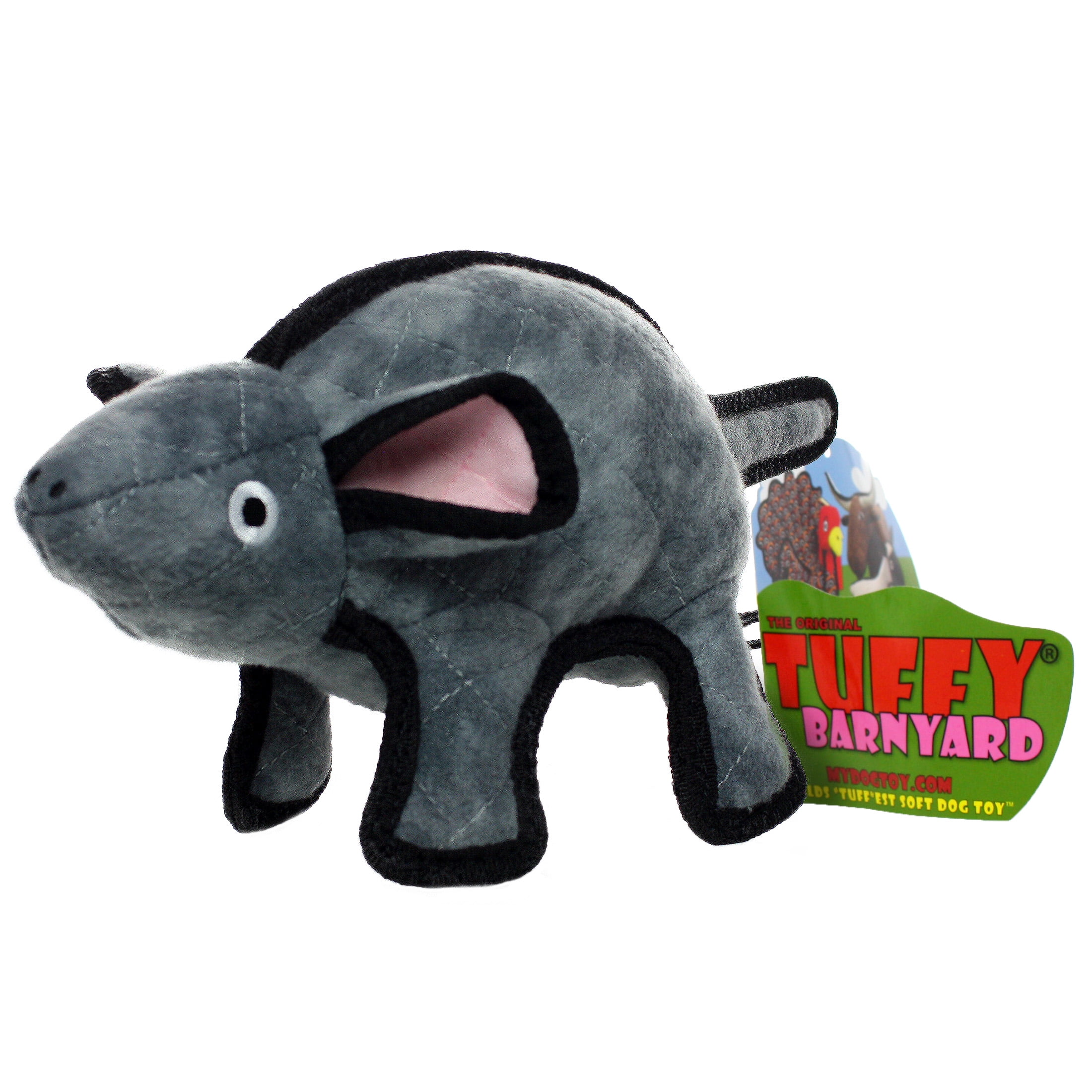 TUFFY Barnyard Mouse Gray Durable Plush Squeaky Dog Toy, 2-Pack