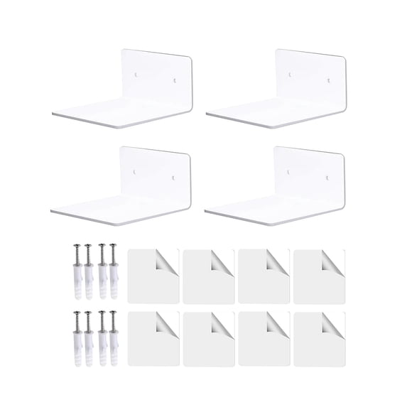 Lipstore 4 Pieces Wall Mounted Shelves Small Floating Shelves for Bedroom Living Room White