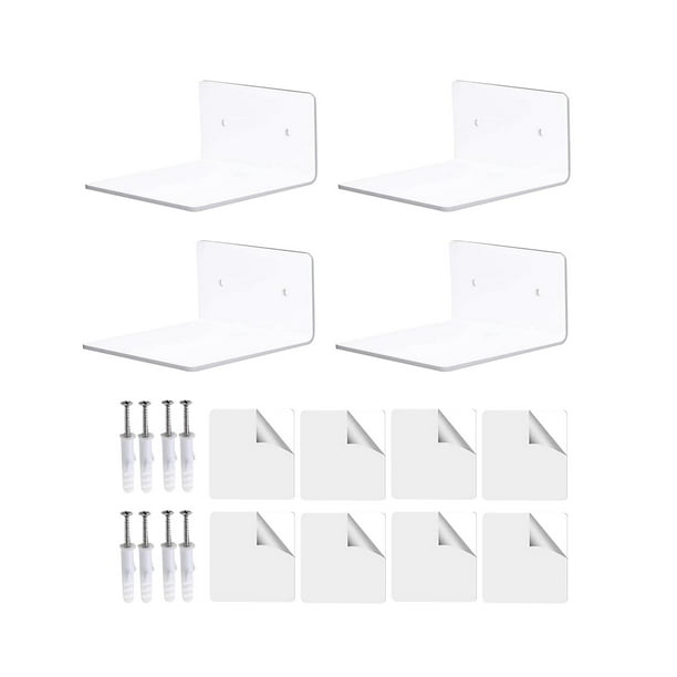 4 estantes de pared acrílicos para cocina, almacenamiento y montaje en pared. Blanco