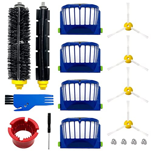 9 Pack Replacement Parts Accessories for irobot Roomba 600 500 Series 694 675 676 692 695 677 671 655 645 690 680 660 650 620 614 595 585 564 robot,4 Filter 4 Side Brush 1Bristle&1Beater Brush