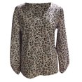 thumbnail image 4 of Camisa cómoda suelta con cuello en V para mujer Top de manga farol con estampado de moda Fridja  hj3549, 4 of 5