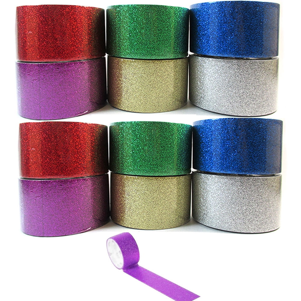 12 Rolls Decorative Glitter Tape Crafting Project Adhesive Assorted