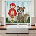 thumbnail image 2 of Ambesonne Wolf Kitchen Curtains, Red Riding Hood in Forest Art, 55"x45", Dark Coral and Warm Taupe, 2 of 3